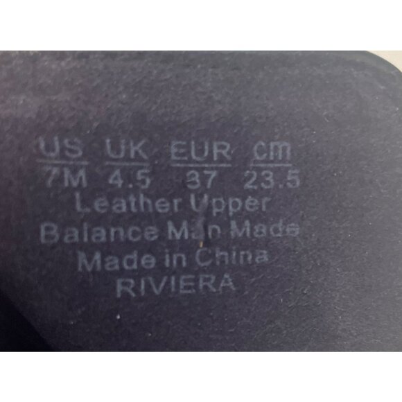 Navy Leather Riviera Wedge Sandals With Ankle Strap Size 7M Comfort Timeless Adj - Picture 5 of 6